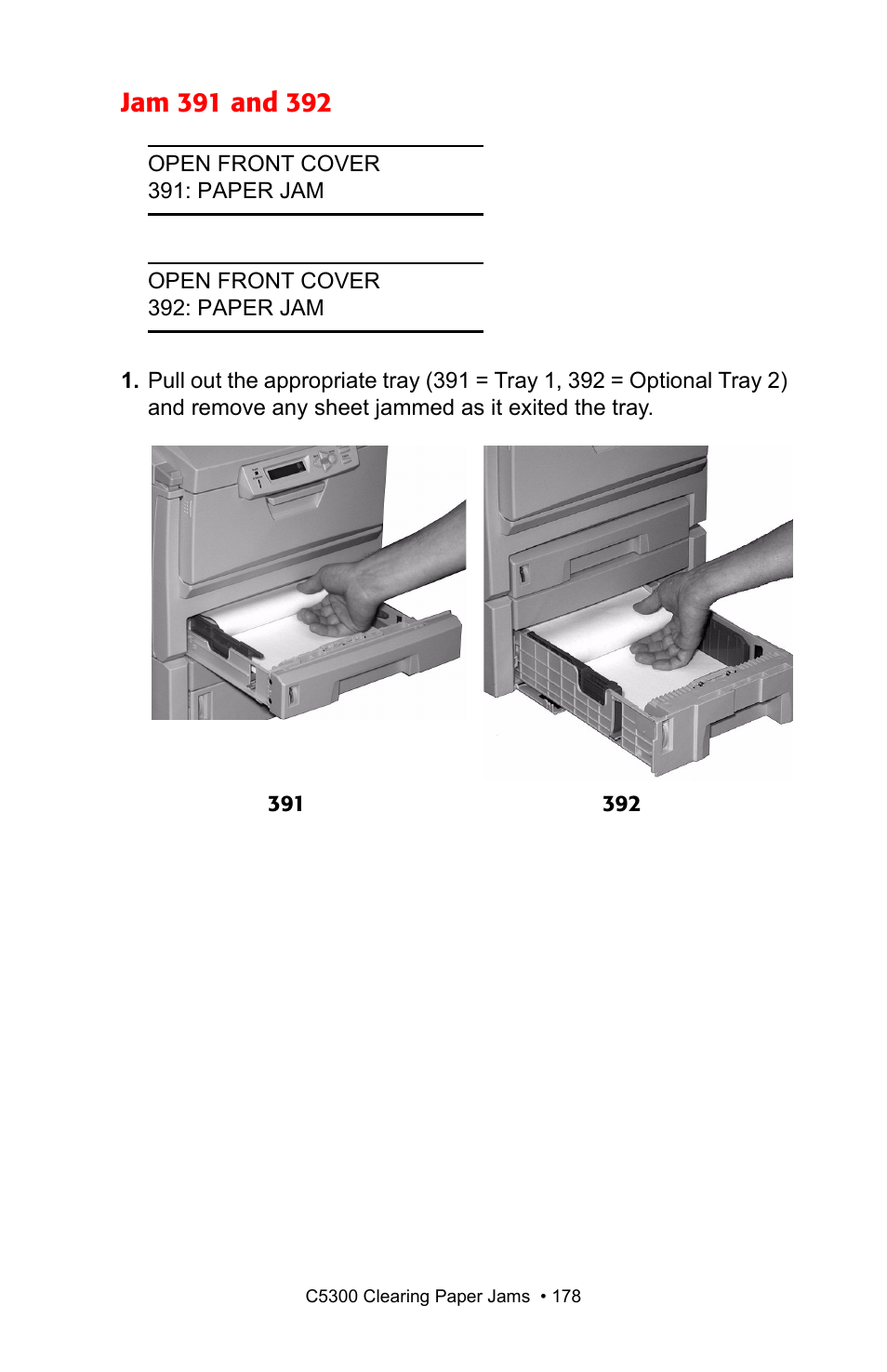 Jam 391 and 392 | Oki C 5300n User Manual | Page 178 / 211