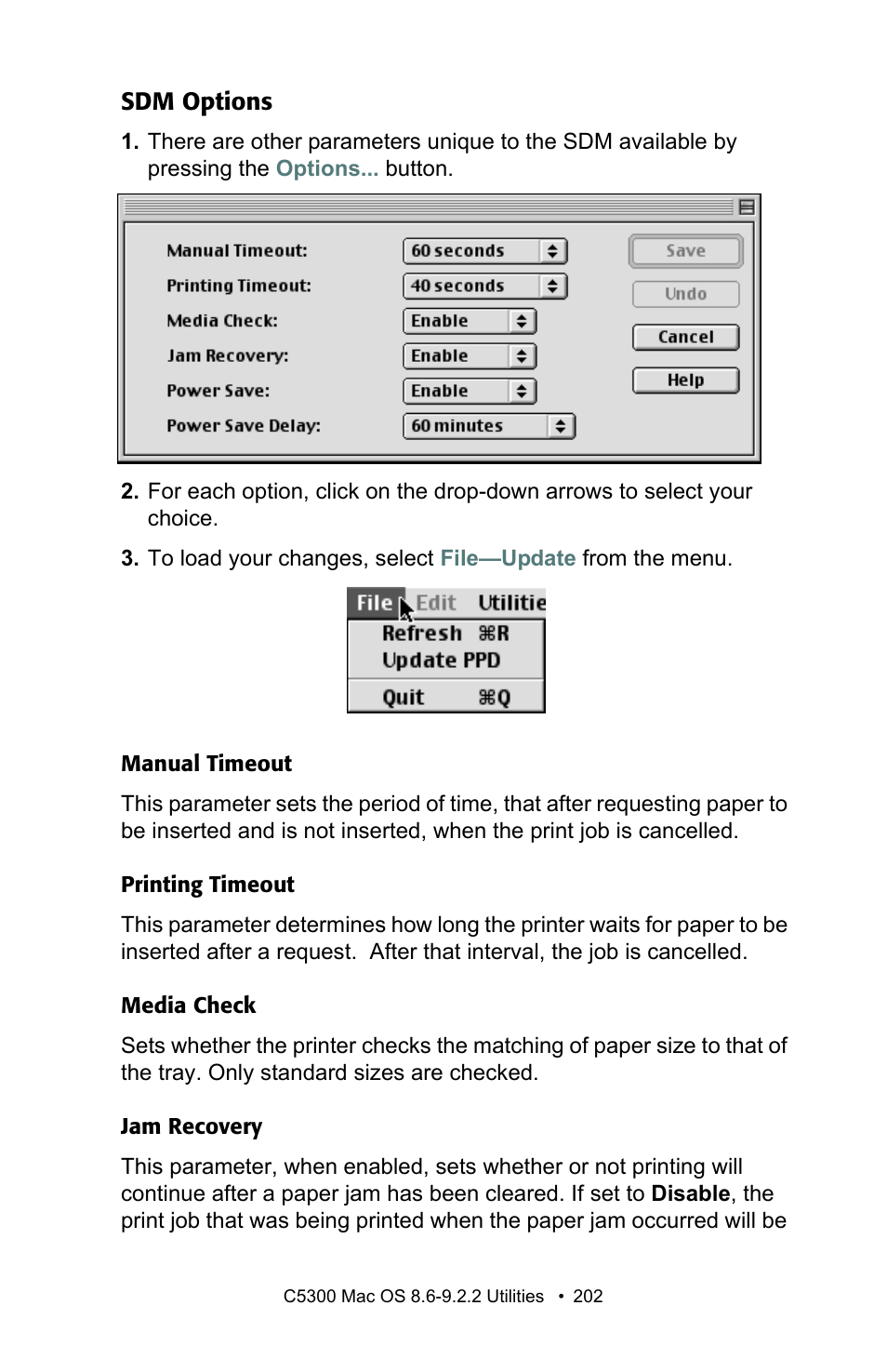 Sdm options | Oki C 5300n User Manual | Page 202 / 211