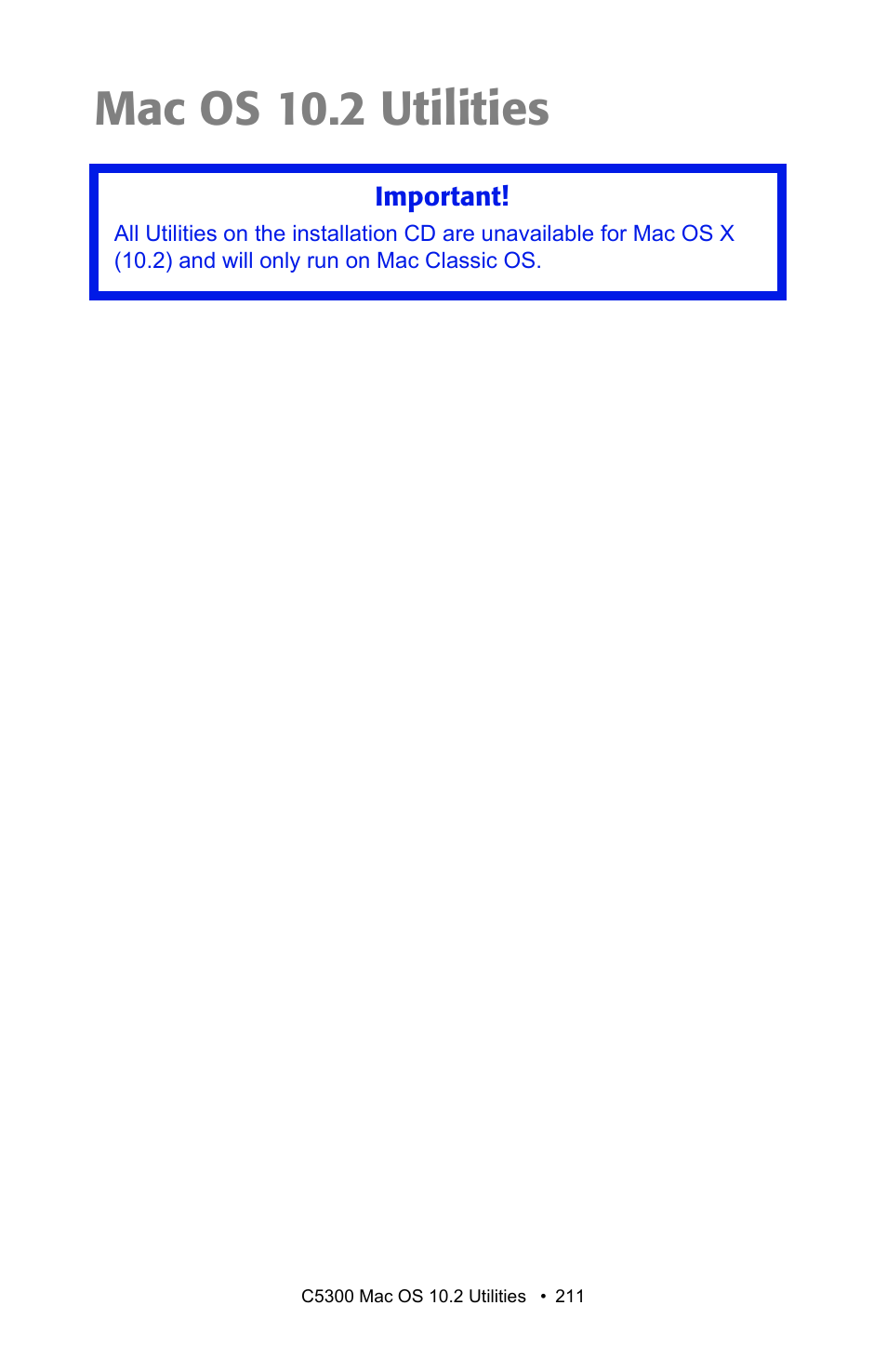 Mac os 10.2 utilities | Oki C 5300n User Manual | Page 211 / 211