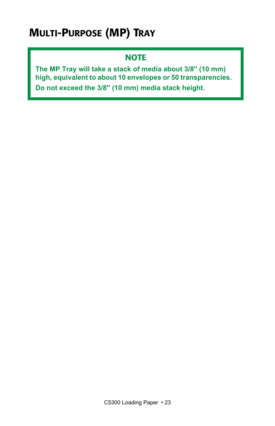 Multipurpose (mp) tray, Multi-purpose (mp) tray, Mp) t | Oki C 5300n User Manual | Page 23 / 211