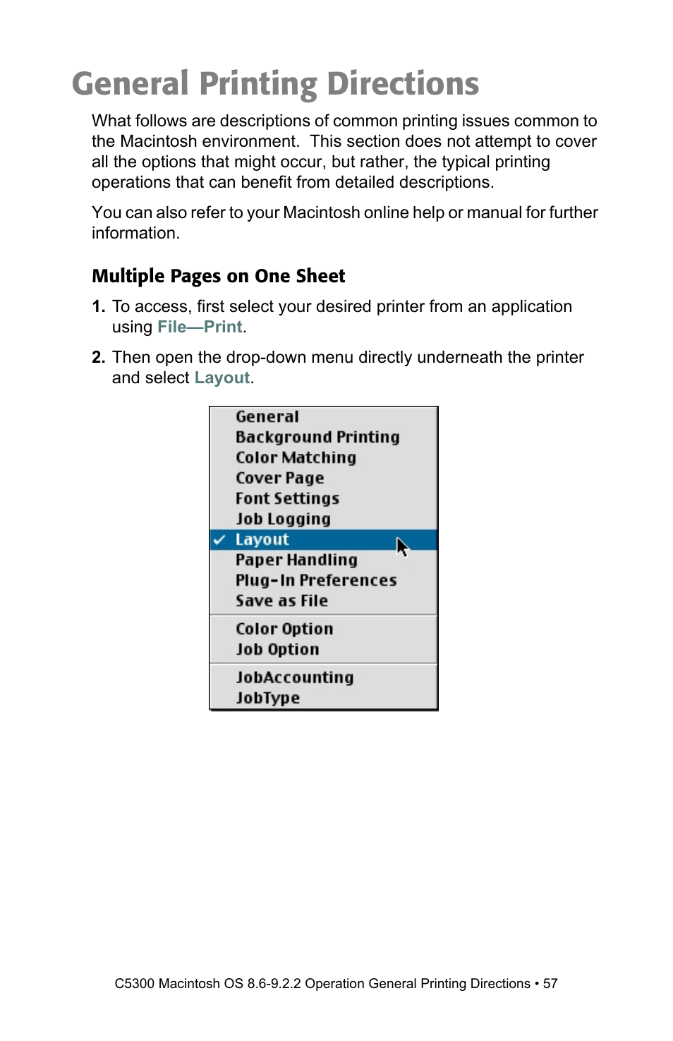 General printing directions | Oki C 5300n User Manual | Page 57 / 211