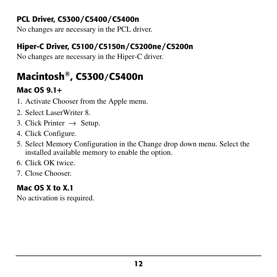 Macintosh, C5300, C5400n | Oki C5100 User Manual | Page 14 / 20