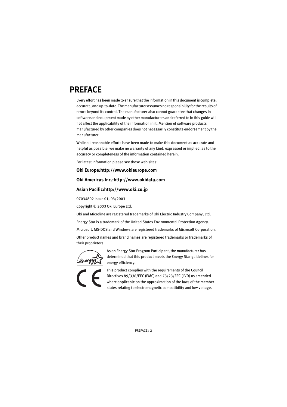 Preface | Oki S700 User Manual | Page 2 / 65