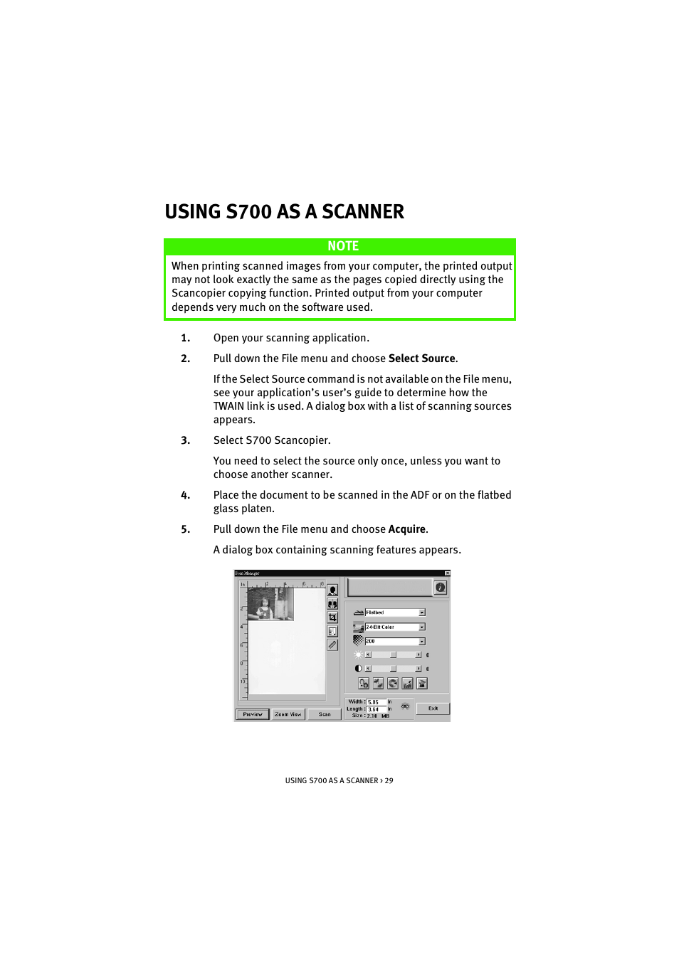 Using s700 as a scanner | Oki S700 User Manual | Page 29 / 65