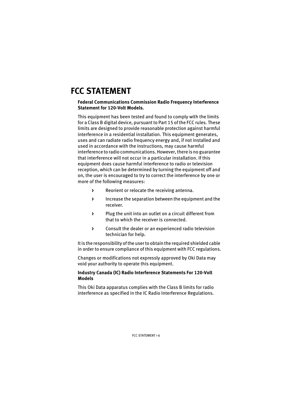Fcc statement | Oki S700 User Manual | Page 6 / 65