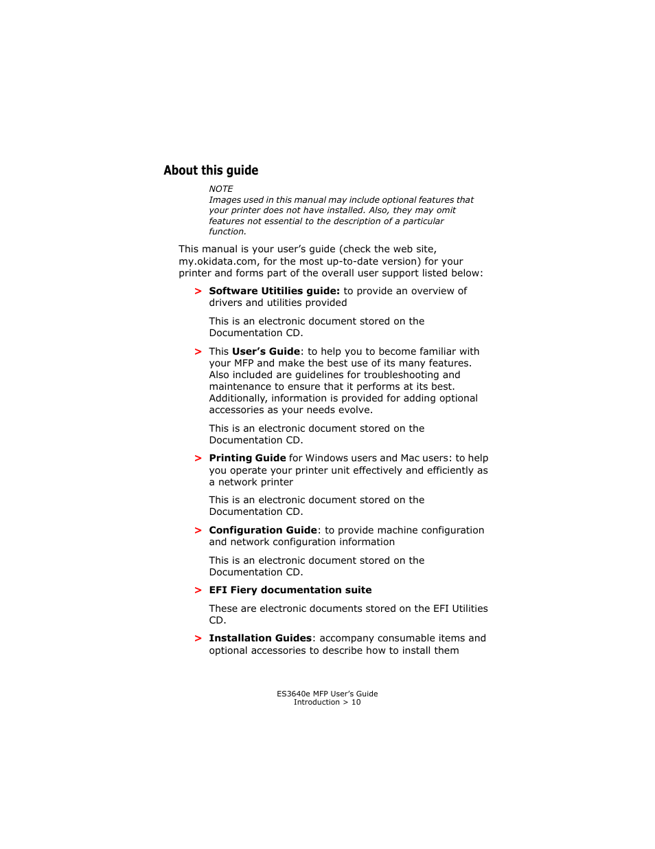 About this guide | Oki ES 3640e MFP User Manual | Page 10 / 210