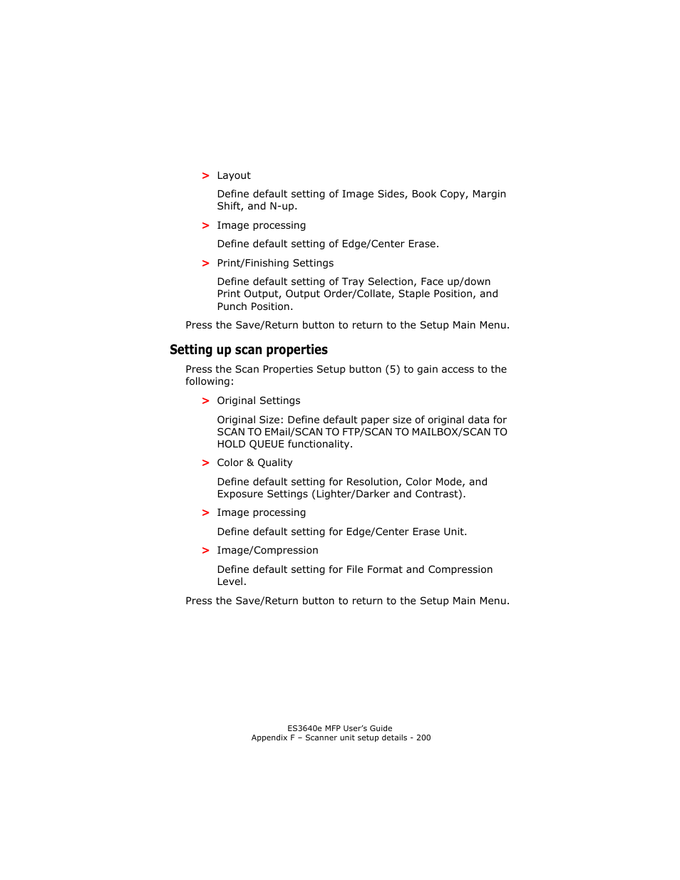 Setting up scan properties | Oki ES 3640e MFP User Manual | Page 200 / 210