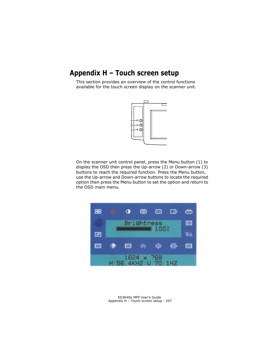 Appendix h - touch screen setup, Appendix h – touch screen setup | Oki ES 3640e MFP User Manual | Page 207 / 210