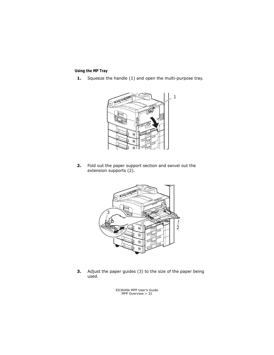 Using the mp tray | Oki ES 3640e MFP User Manual | Page 31 / 210