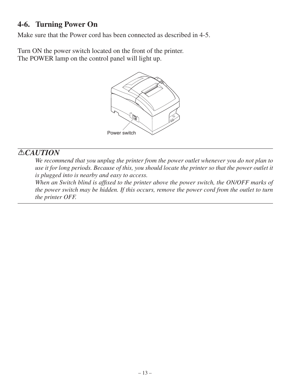 6. turning power on, Caution | Oki Pos 441 User Manual | Page 17 / 56