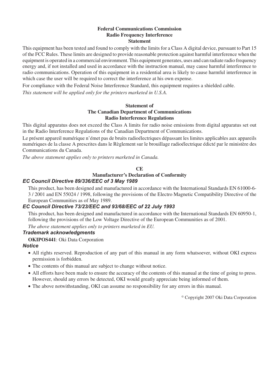 Oki Pos 441 User Manual | Page 2 / 56