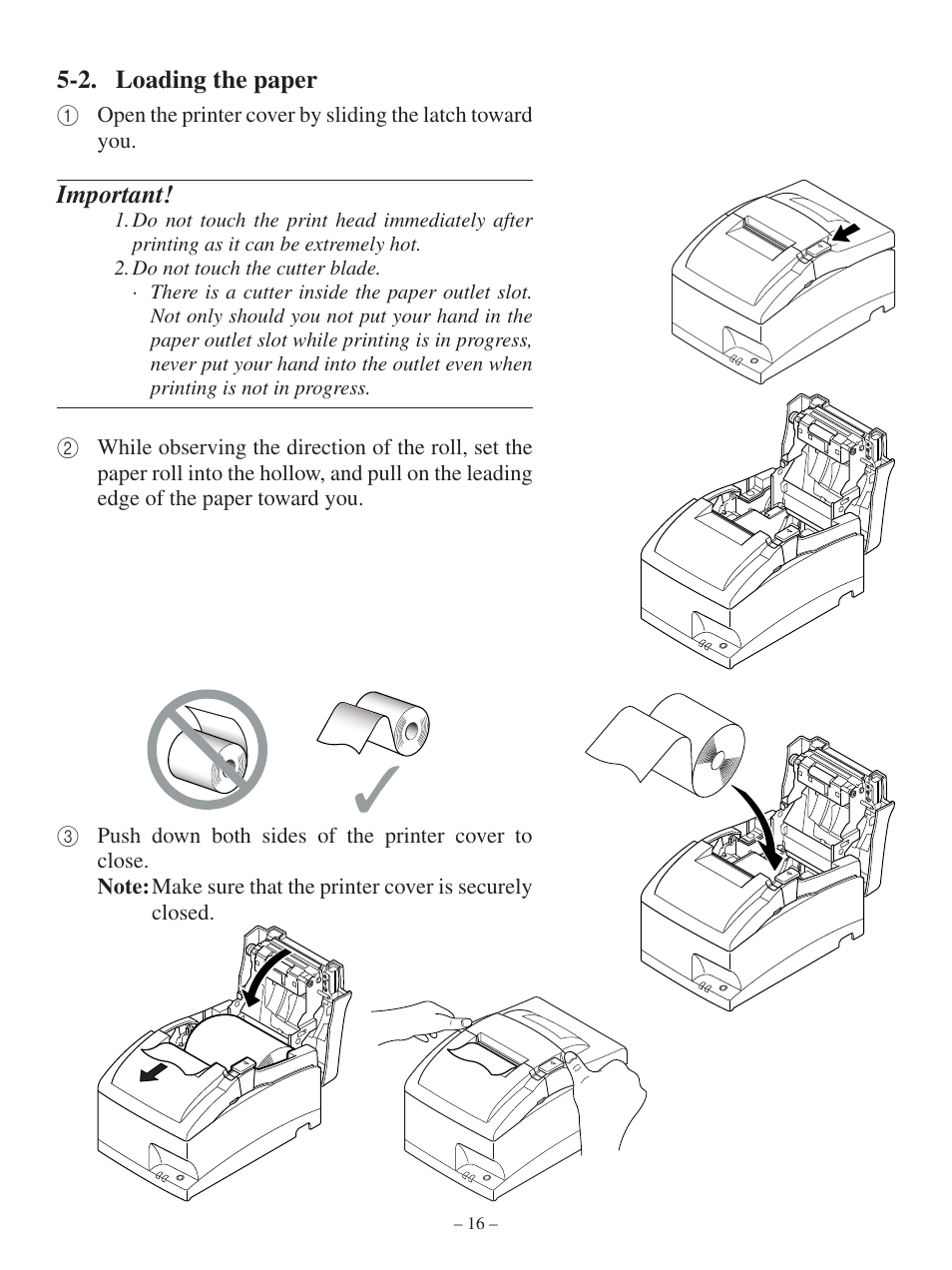 2. loading the paper, Important | Oki Pos 441 User Manual | Page 20 / 56