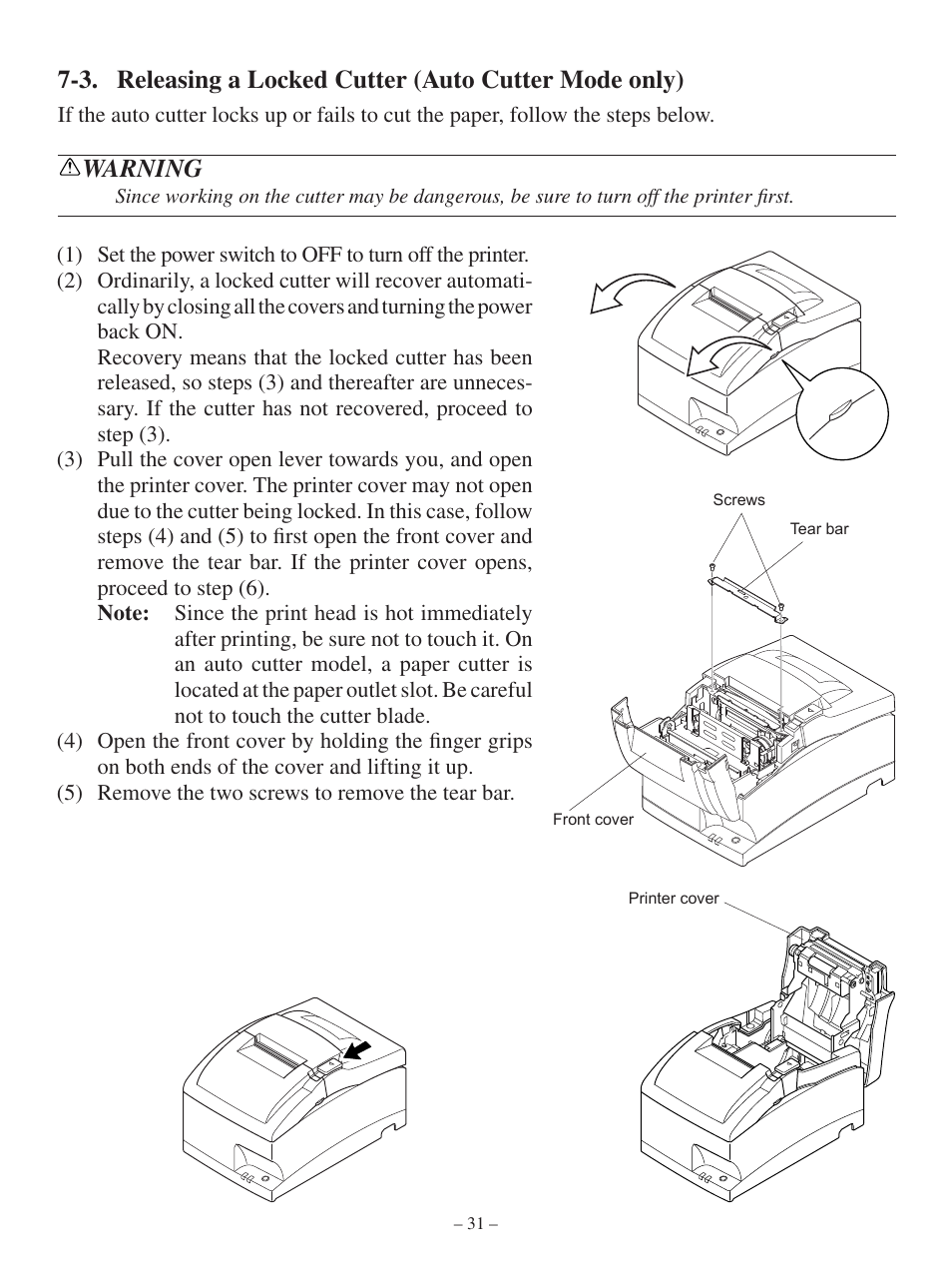 Warning | Oki Pos 441 User Manual | Page 35 / 56