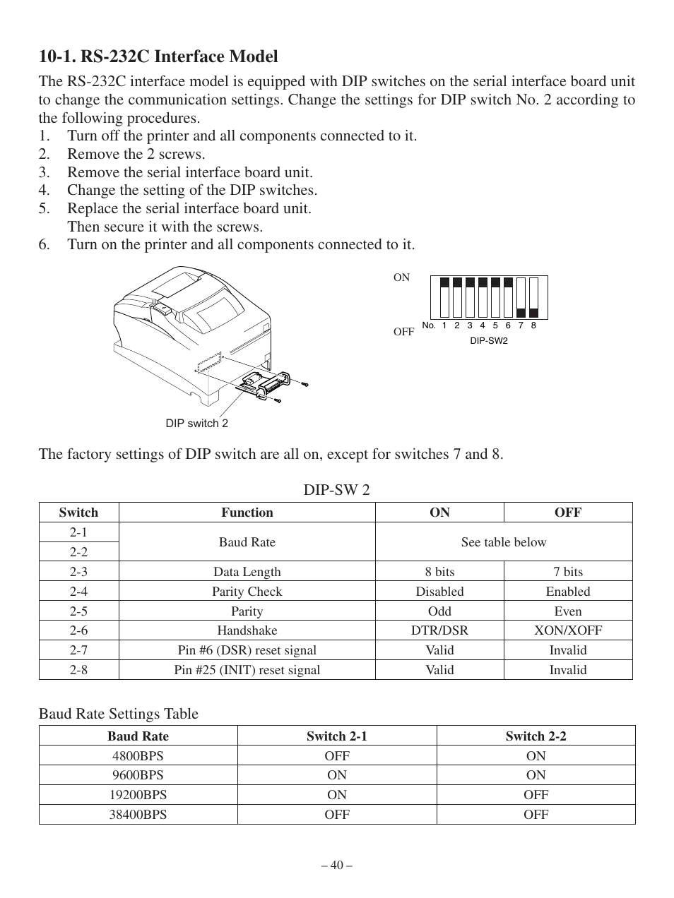 1. rs-232c interface model | Oki Pos 441 User Manual | Page 44 / 56