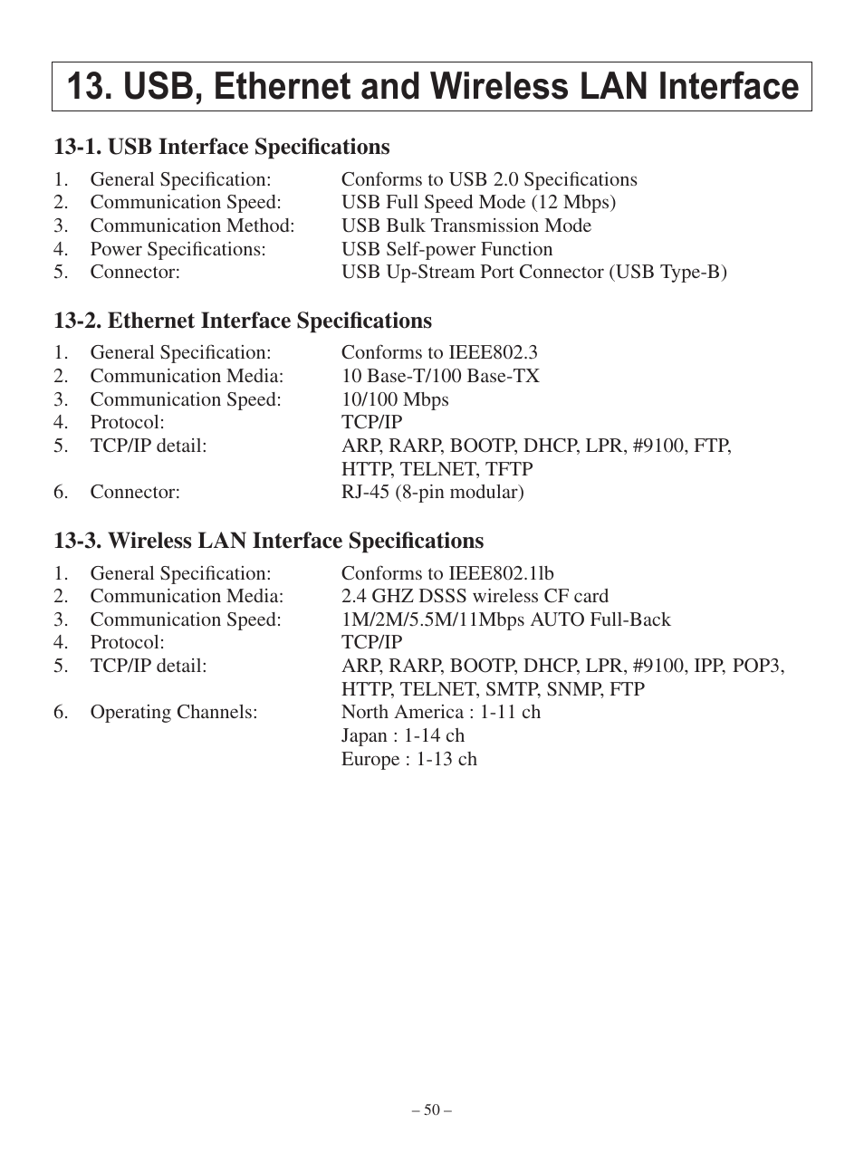 Usb, ethernet and wireless lan interface | Oki Pos 441 User Manual | Page 54 / 56