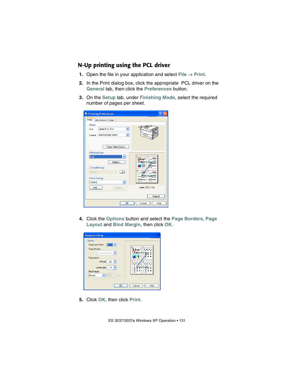 N-up printing using the pcl driver | Oki 3037 User Manual | Page 131 / 546