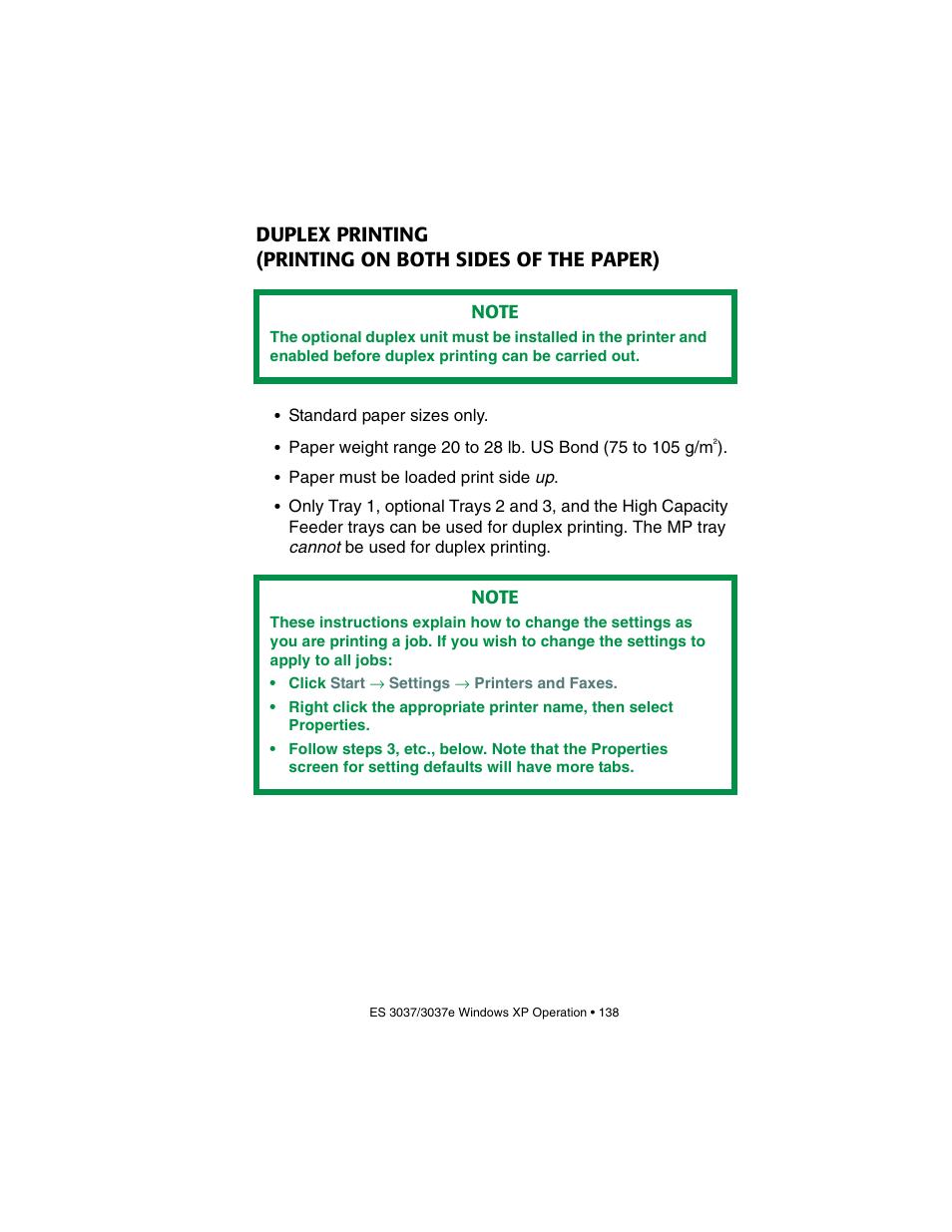 Duplex printing, Printing on both sides of the paper) | Oki 3037 User Manual | Page 138 / 546