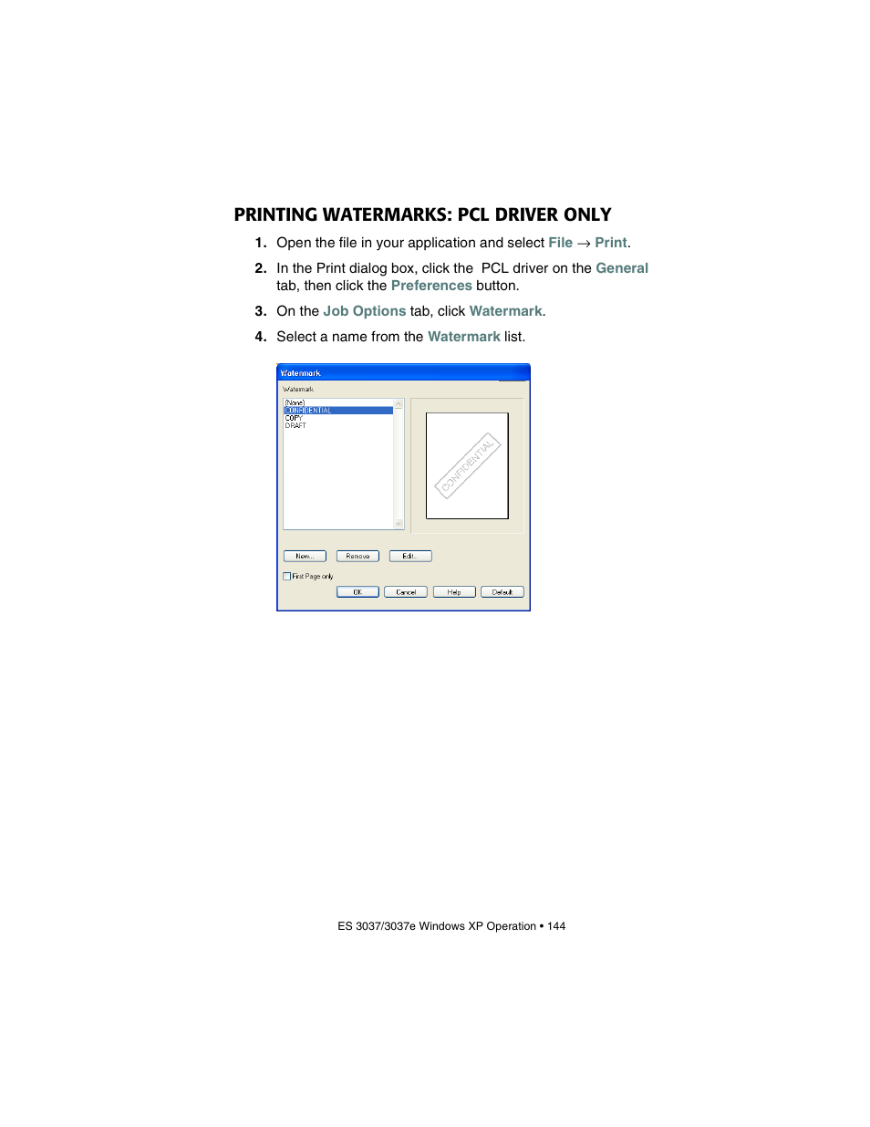 Printing watermarks: pcl driver only | Oki 3037 User Manual | Page 144 / 546