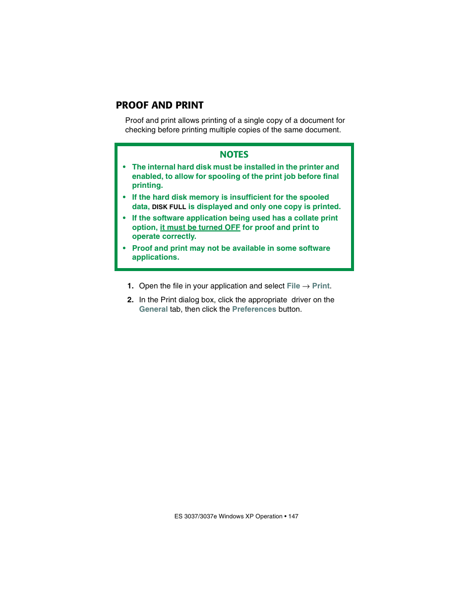 Proof and print | Oki 3037 User Manual | Page 147 / 546