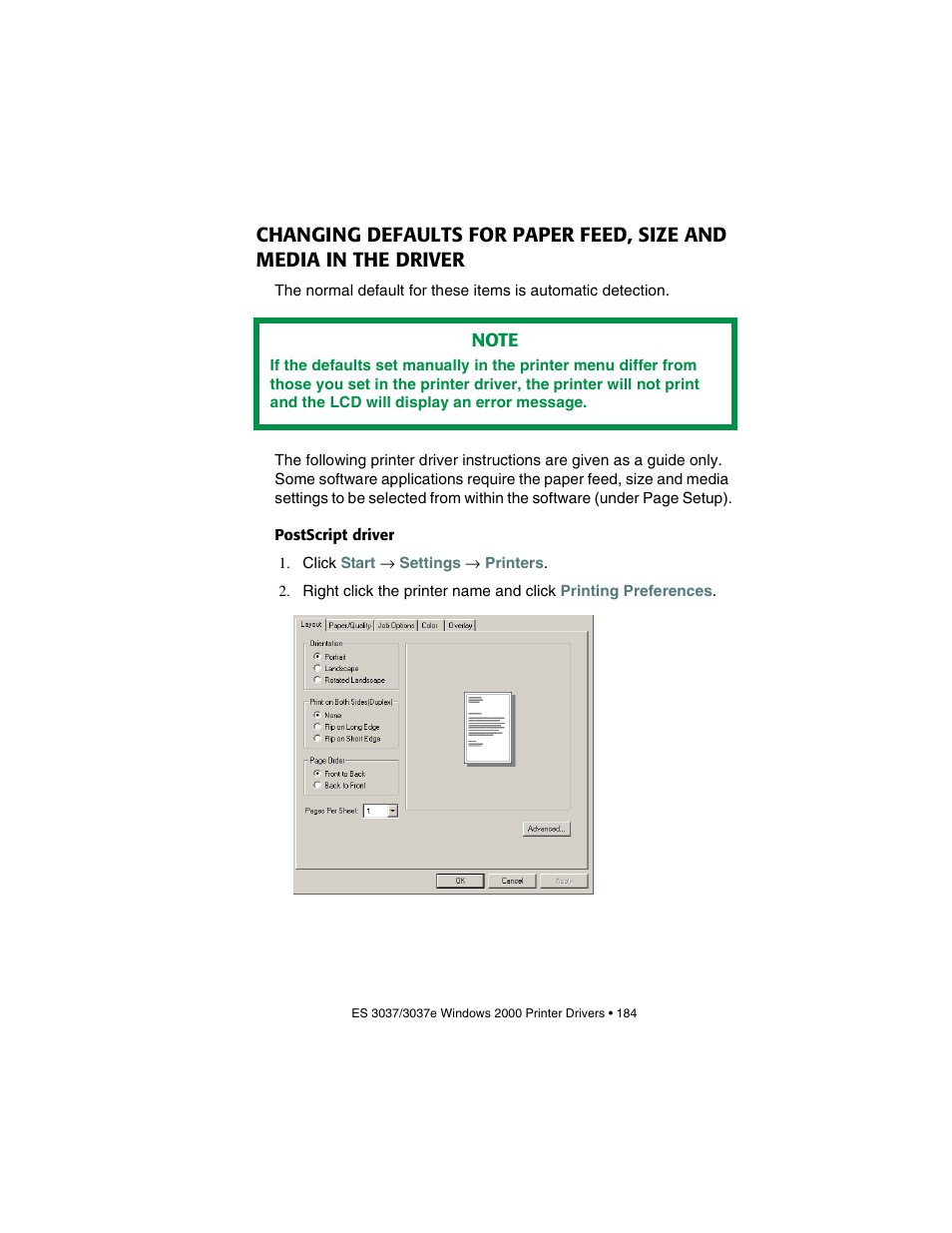 Postscript driver | Oki 3037 User Manual | Page 184 / 546