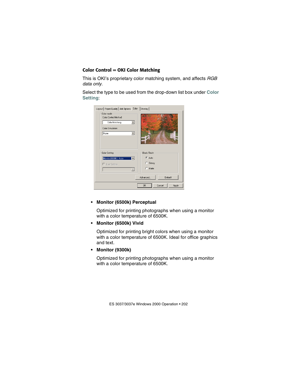 Color control = oki color matching | Oki 3037 User Manual | Page 202 / 546