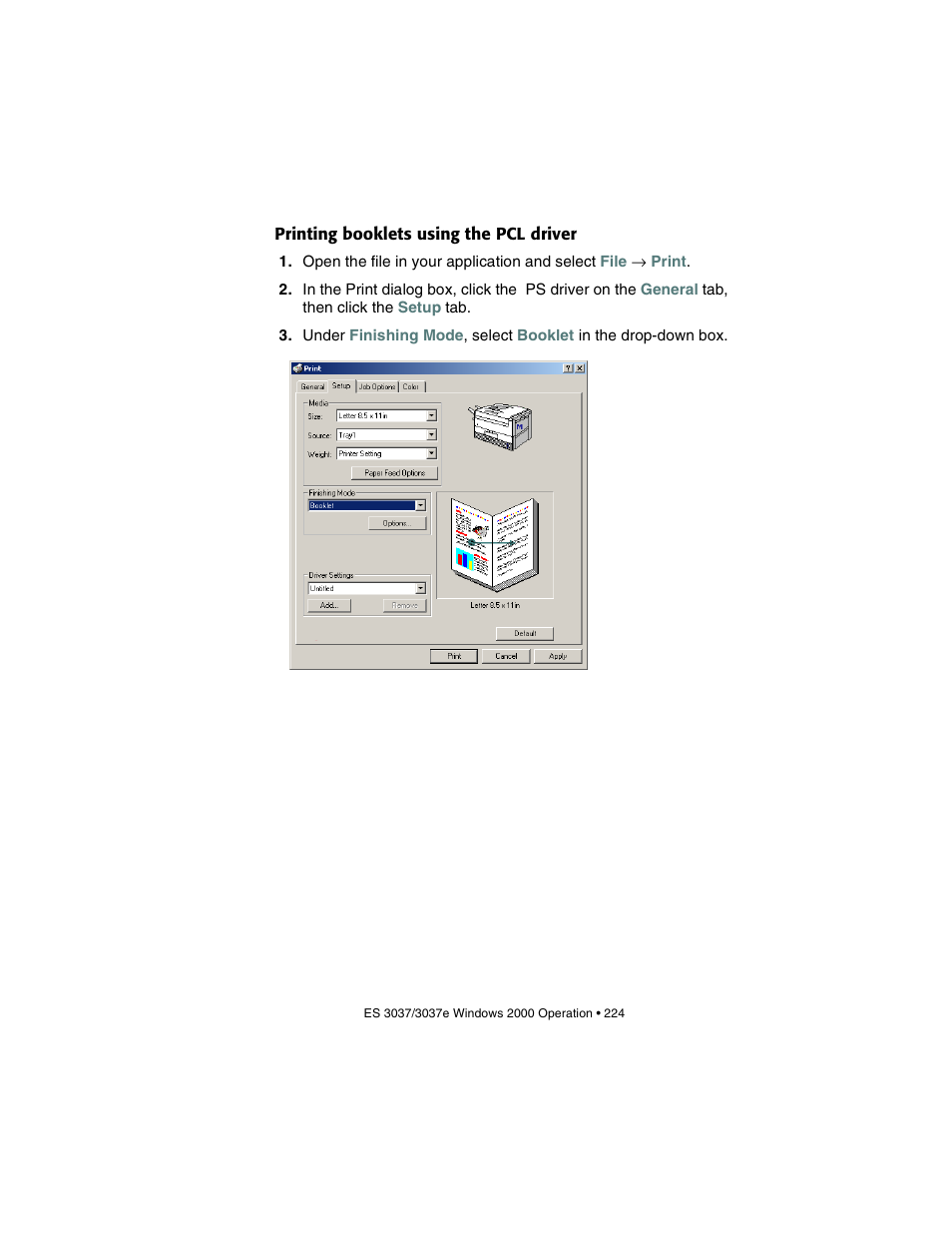 Printing booklets using the pcl driver | Oki 3037 User Manual | Page 224 / 546