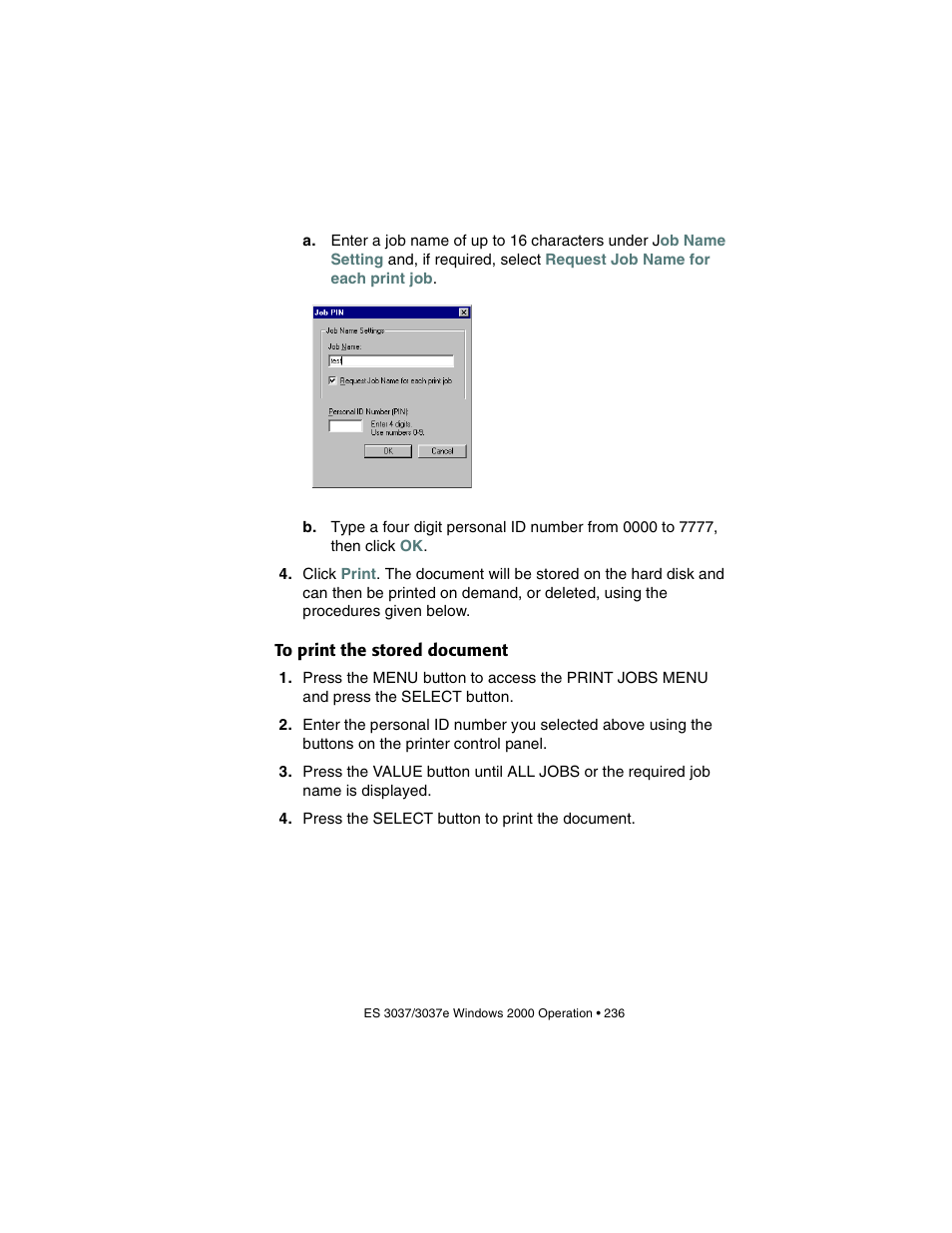 To print the stored document | Oki 3037 User Manual | Page 236 / 546