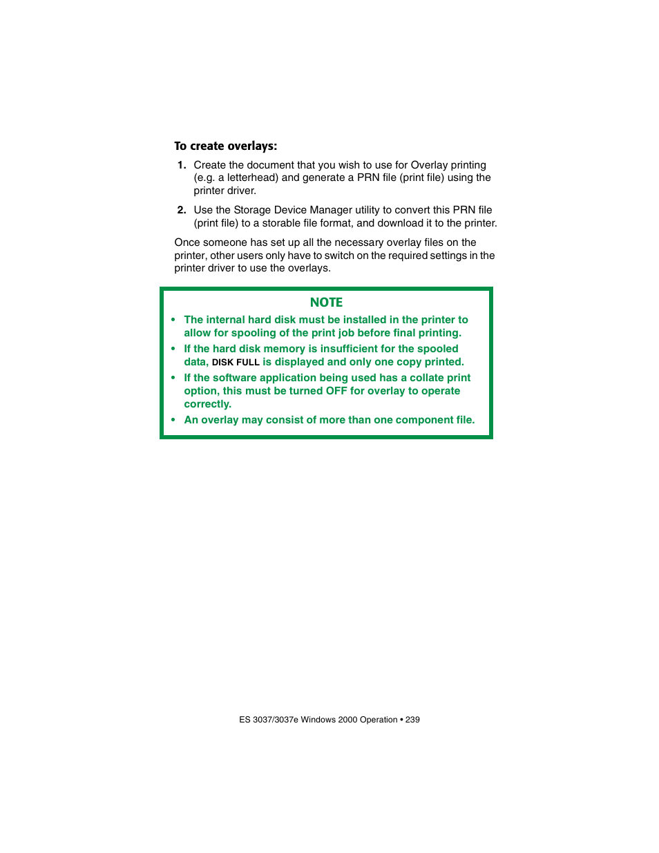 To create overlays | Oki 3037 User Manual | Page 239 / 546