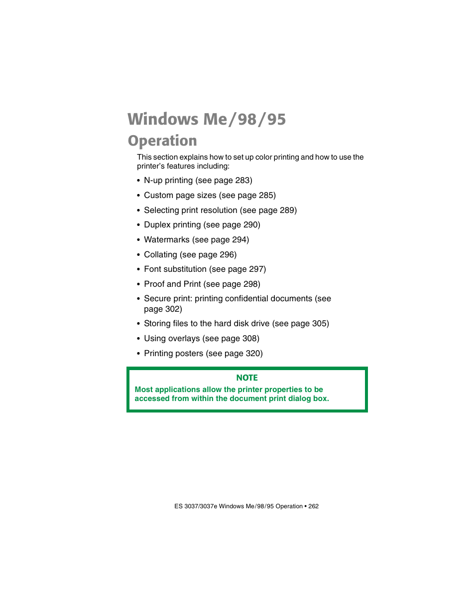 Operation, Windows me/98/95 | Oki 3037 User Manual | Page 262 / 546