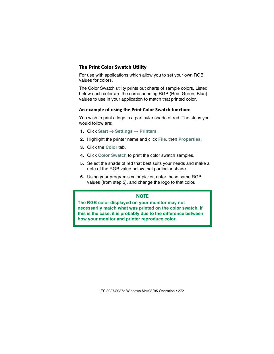 The print color swatch utility | Oki 3037 User Manual | Page 272 / 546