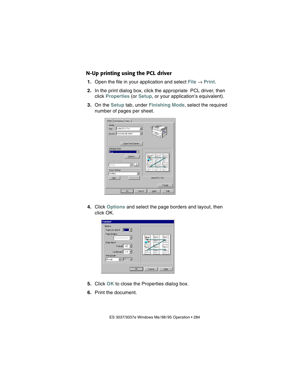 N-up printing using the pcl driver | Oki 3037 User Manual | Page 284 / 546