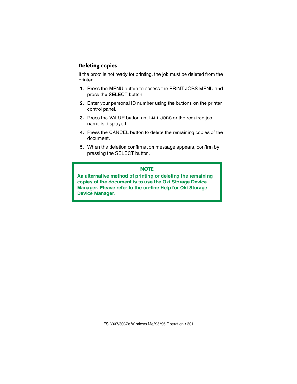 Deleting copies | Oki 3037 User Manual | Page 301 / 546