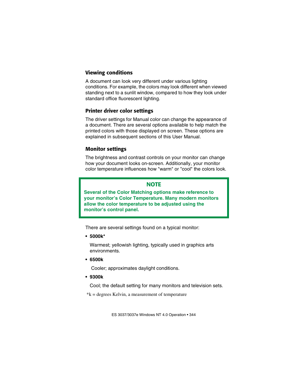 Viewing conditions, Printer driver color settings, Monitor settings | Oki 3037 User Manual | Page 344 / 546