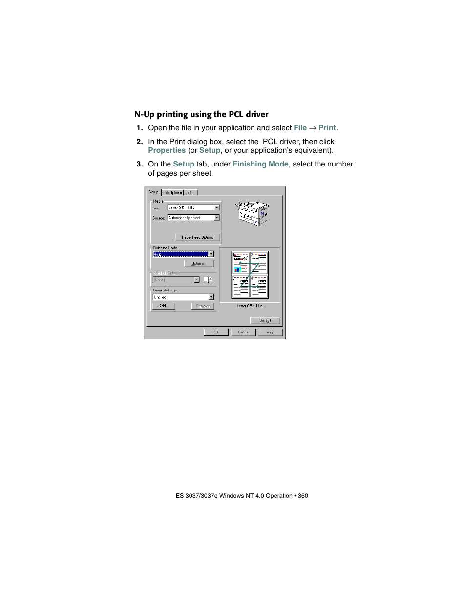 N-up printing using the pcl driver | Oki 3037 User Manual | Page 360 / 546