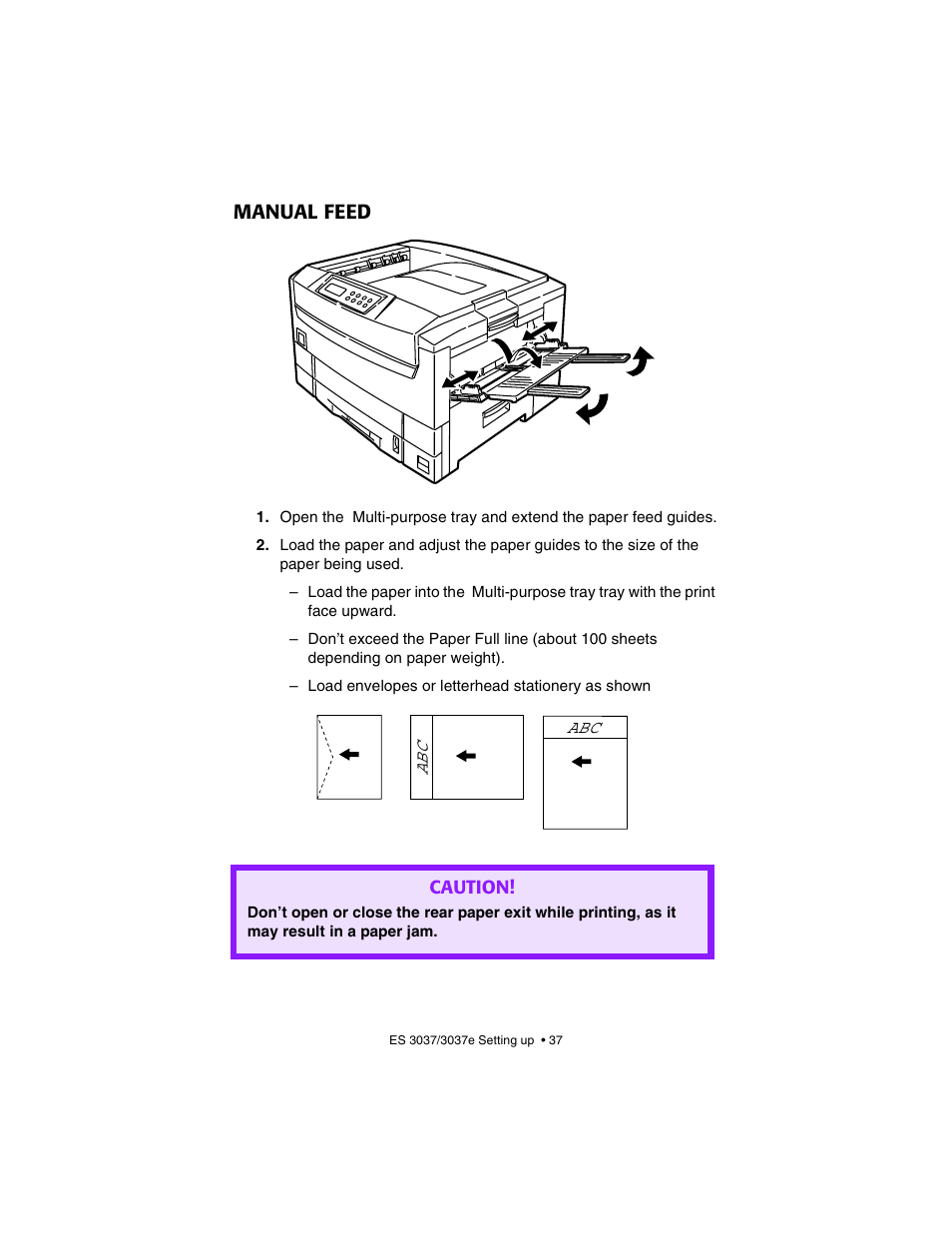 Manual feed | Oki 3037 User Manual | Page 37 / 546