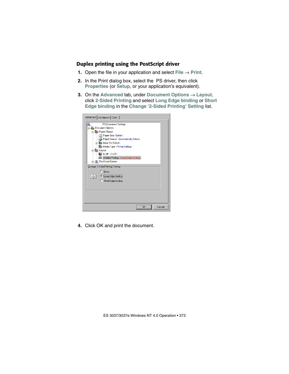 Duplex printing using the postscript driver | Oki 3037 User Manual | Page 373 / 546