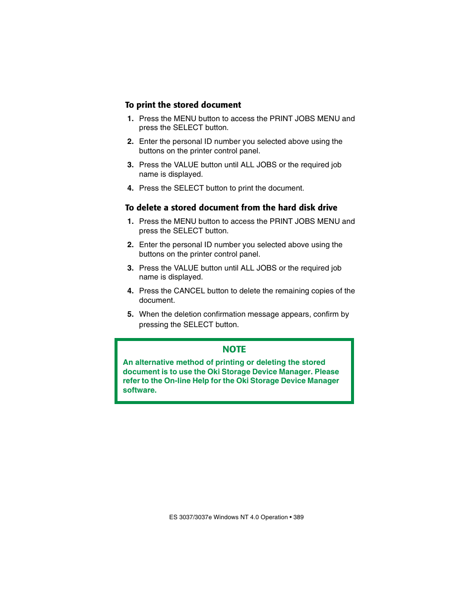 To print the stored document | Oki 3037 User Manual | Page 389 / 546