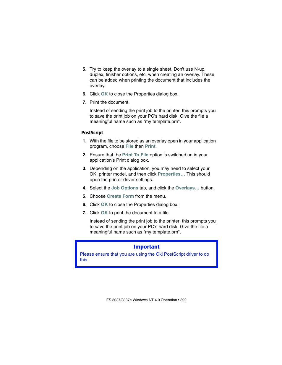 Postscript | Oki 3037 User Manual | Page 392 / 546