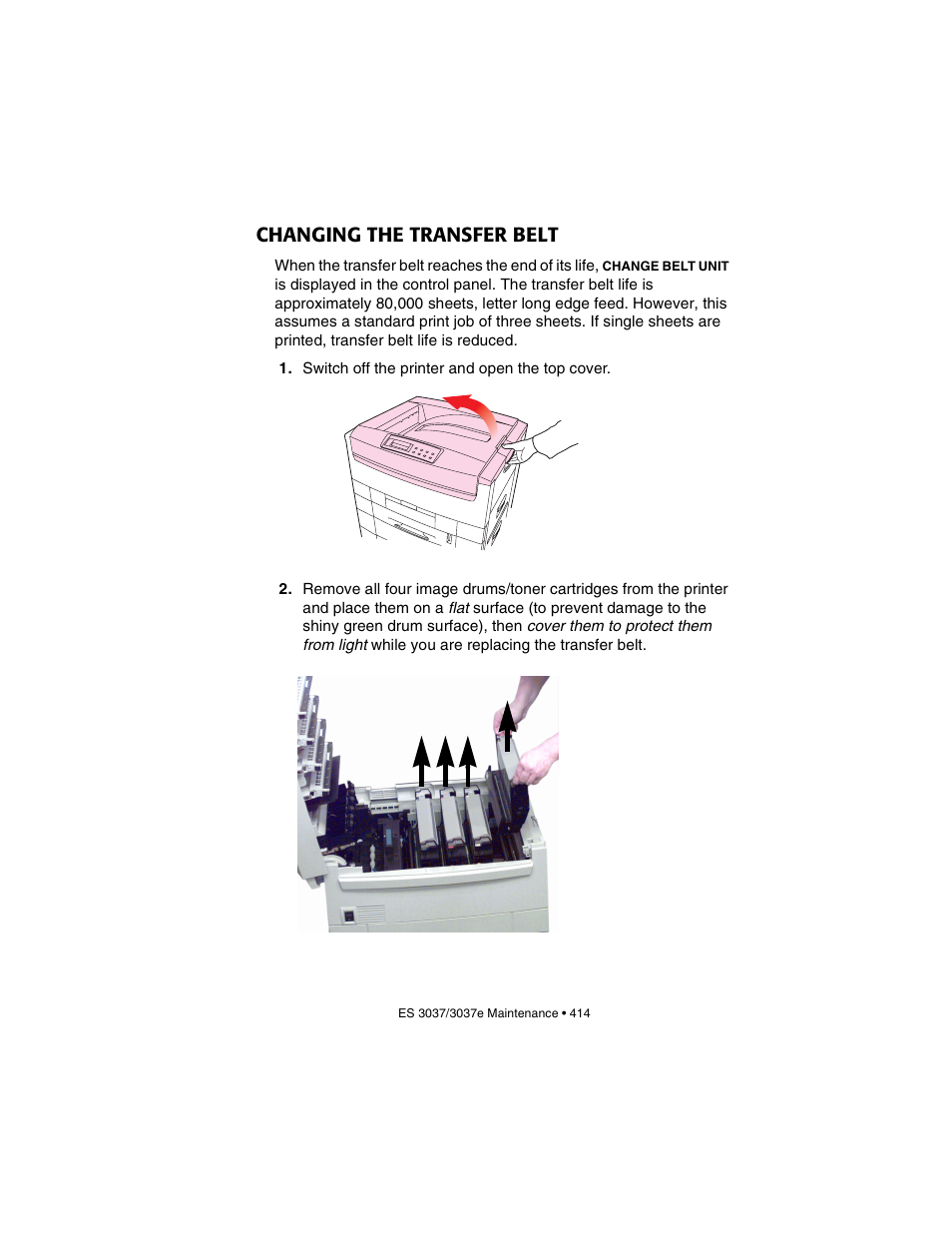 Changing the transfer belt | Oki 3037 User Manual | Page 414 / 546