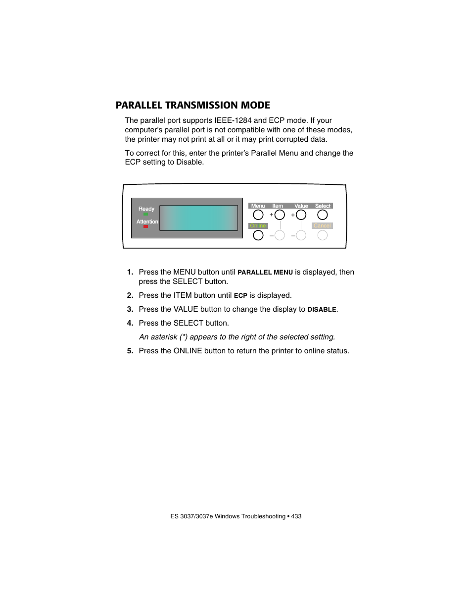 Parallel transmission mode | Oki 3037 User Manual | Page 433 / 546
