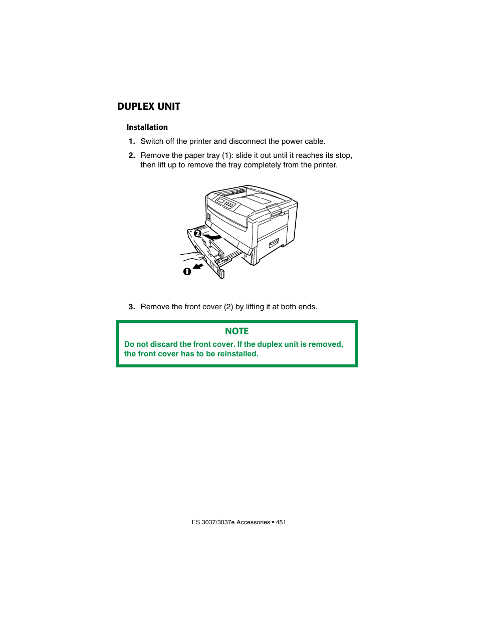 Duplex unit, Installation | Oki 3037 User Manual | Page 451 / 546