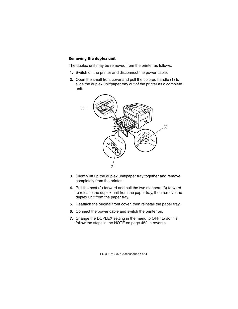 Removing the duplex unit | Oki 3037 User Manual | Page 454 / 546