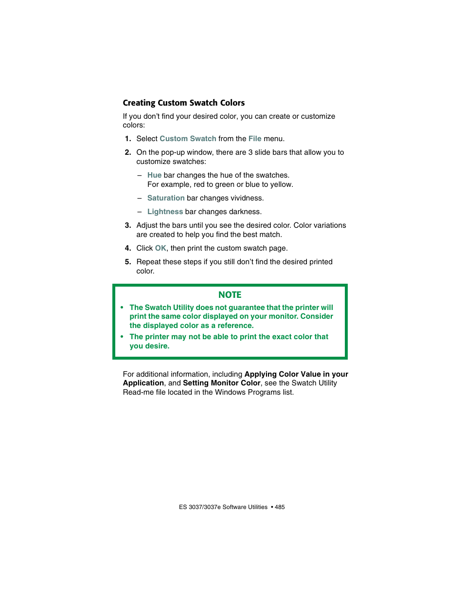 Creating custom swatch colors | Oki 3037 User Manual | Page 485 / 546