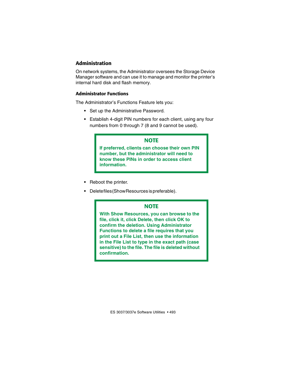 Administration, Administrator functions | Oki 3037 User Manual | Page 493 / 546
