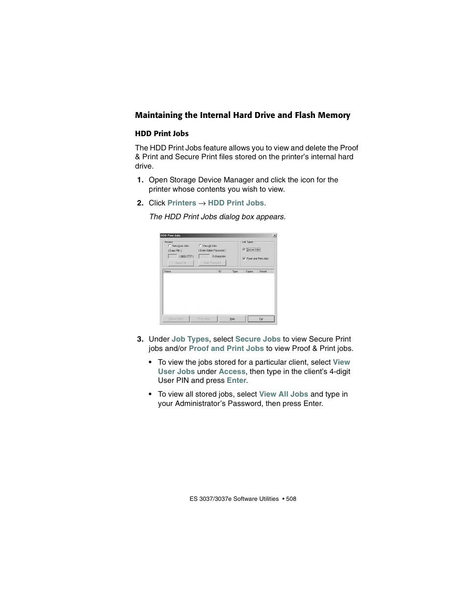 Hdd print jobs | Oki 3037 User Manual | Page 508 / 546