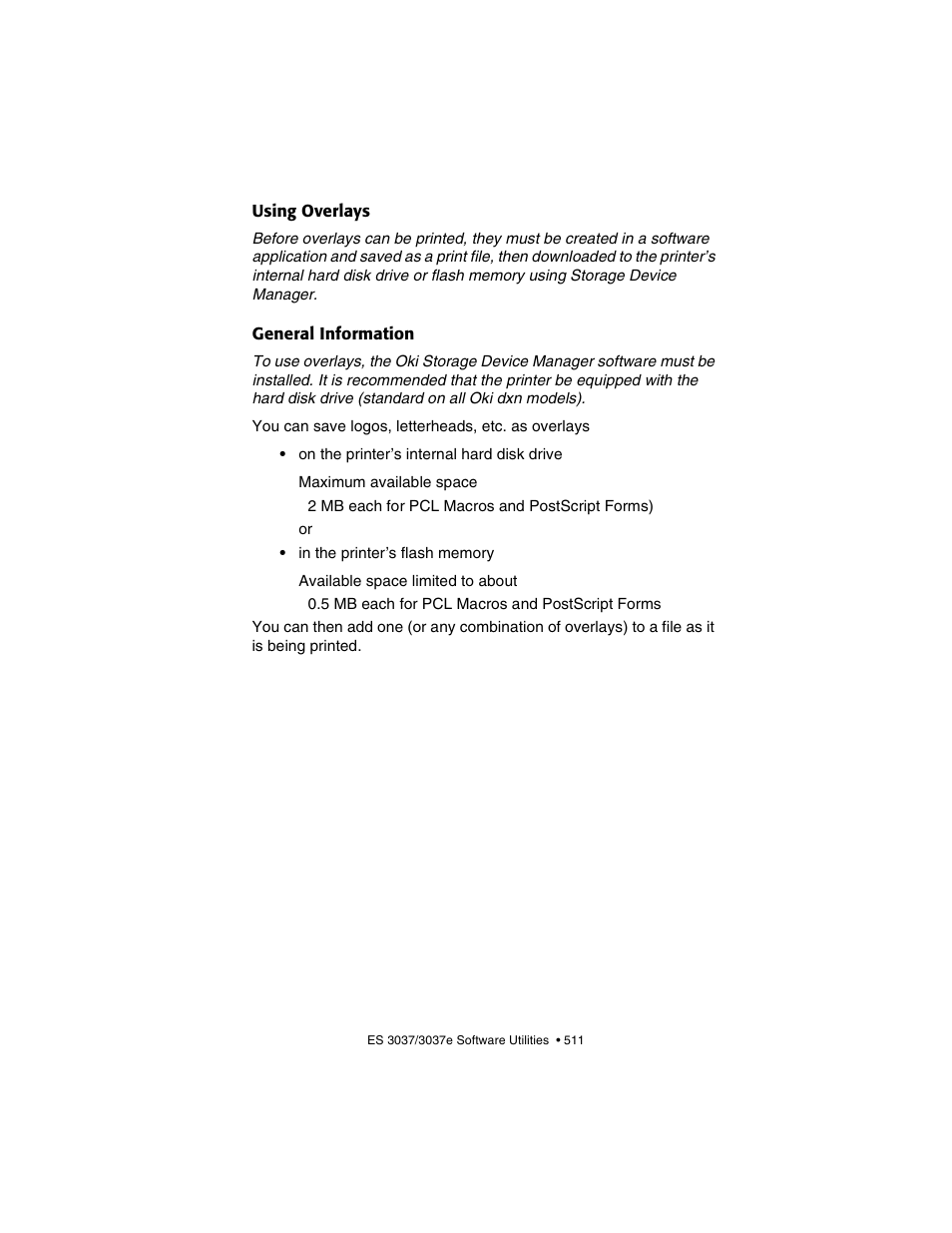 Using overlays, General information, Using overlays general information | Oki 3037 User Manual | Page 511 / 546