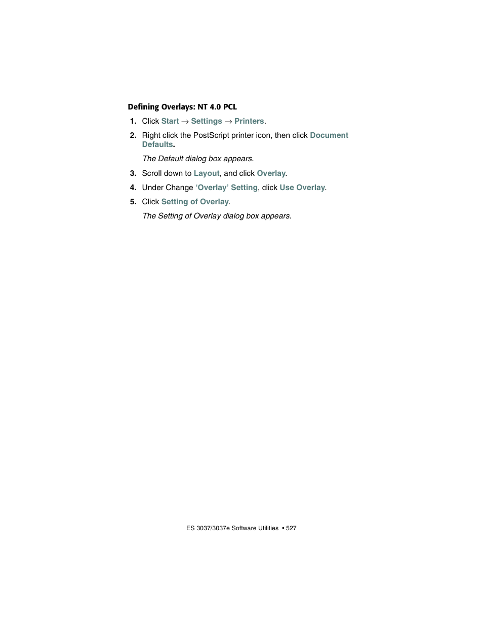 Defining overlays: nt 4.0 pcl | Oki 3037 User Manual | Page 527 / 546