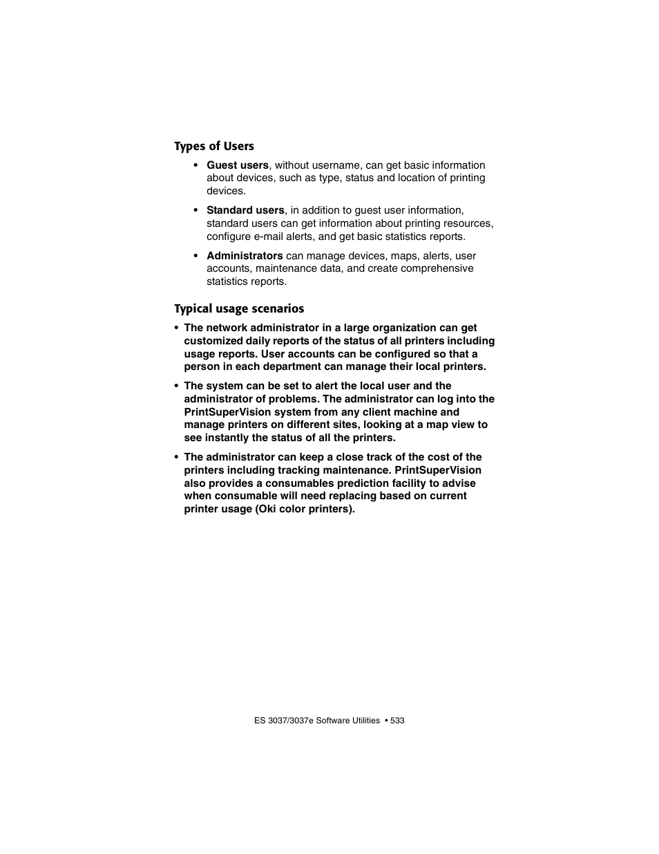 Types of users, Typical usage scenarios, Types of users typical usage scenarios | Oki 3037 User Manual | Page 533 / 546