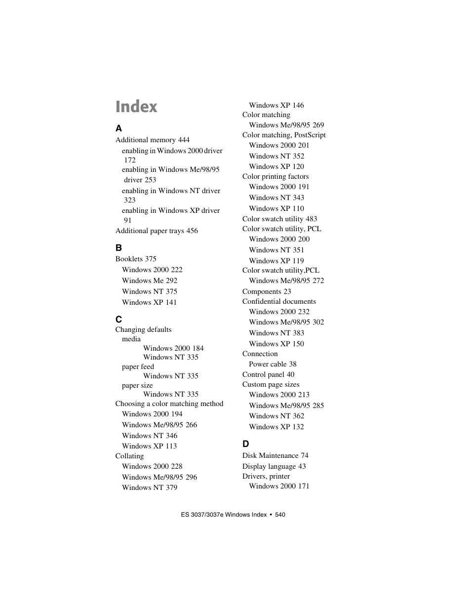Index | Oki 3037 User Manual | Page 540 / 546