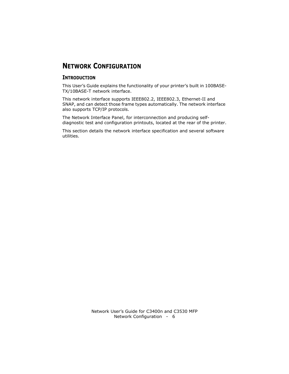 Network configuration, Introduction | Oki C3400 User Manual | Page 6 / 35